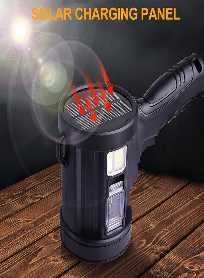 LEVGRY Rechargeable Spotlight Outdoor - Solar Handheld Led Spotlight Flashlight with Cob Light and Solar Panels - Lightweight and Portable Spot Light for Hunting Boating Marine - Image 5